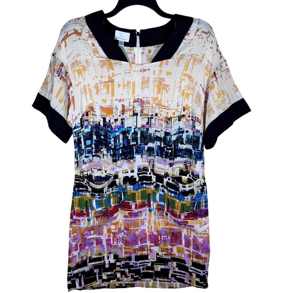 Donna Morgan Silk Abstract Print Colorful Sheath Dress Women's 10 Artsy Business